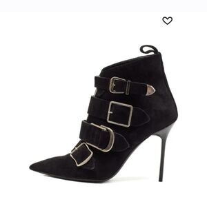 Burberry Black Suede Milner Buckle Ankle Boots